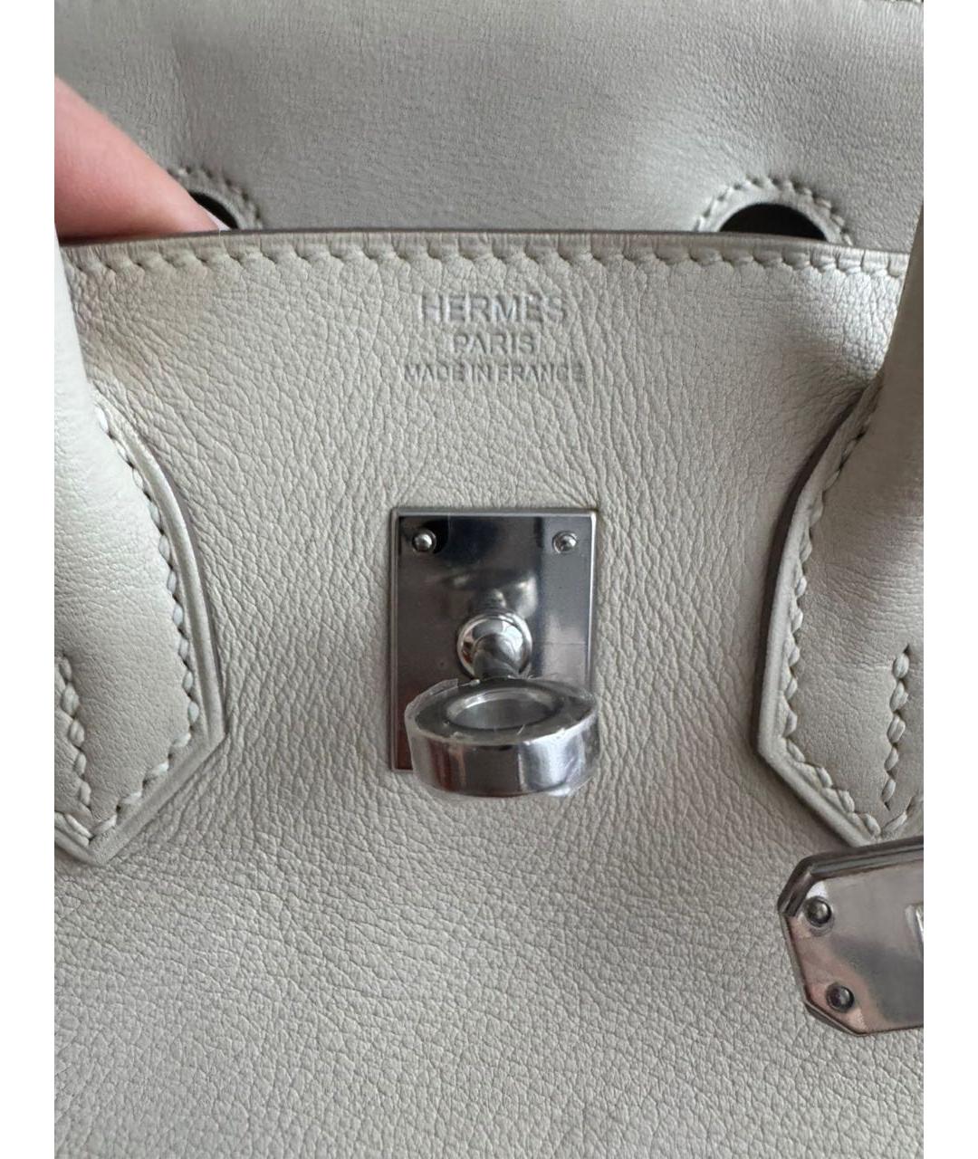 HERMES Серая кожаная сумка с короткими ручками, фото 6