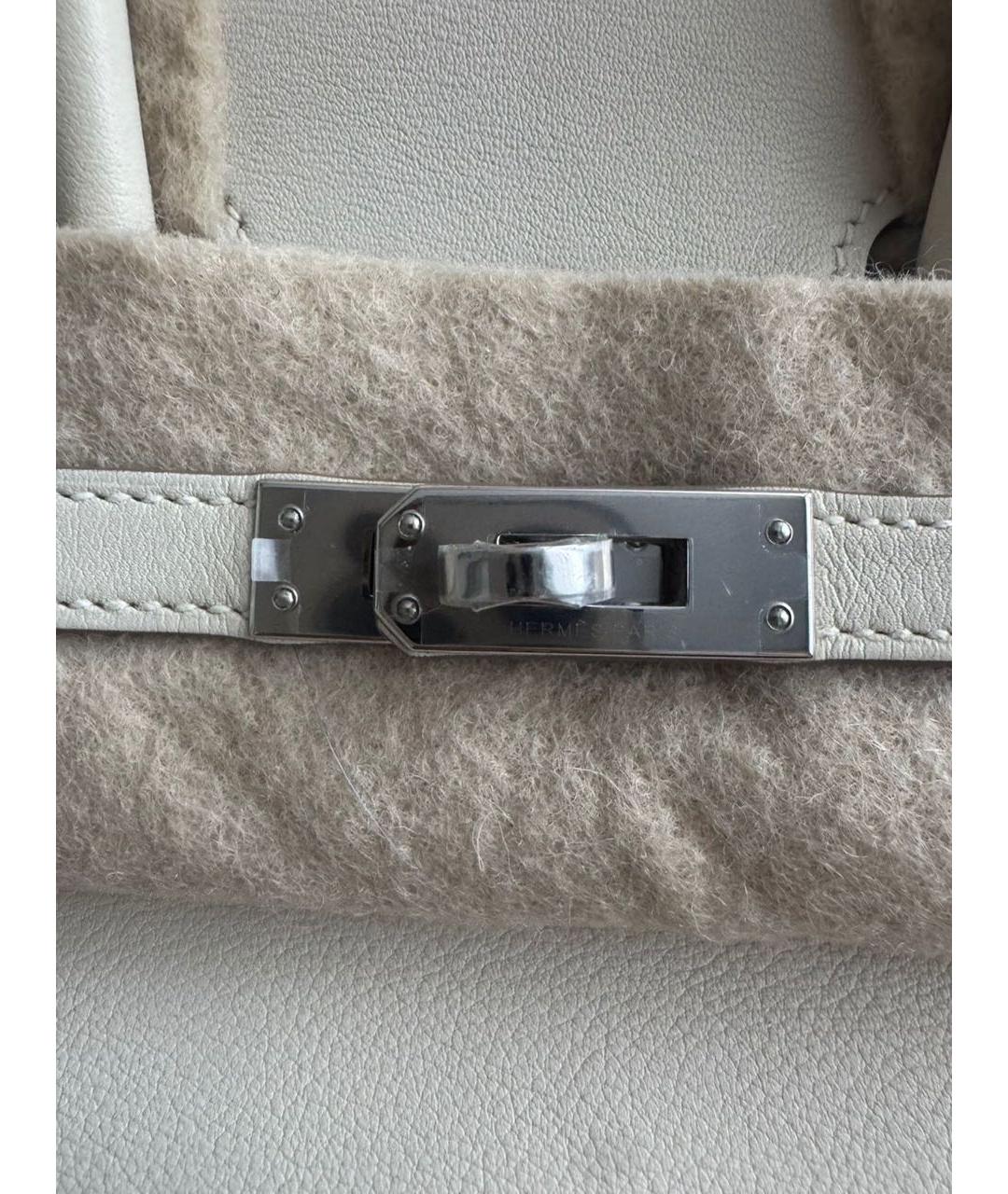HERMES Серая кожаная сумка с короткими ручками, фото 7