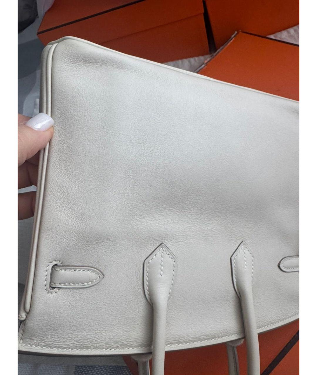 HERMES Серая кожаная сумка с короткими ручками, фото 3