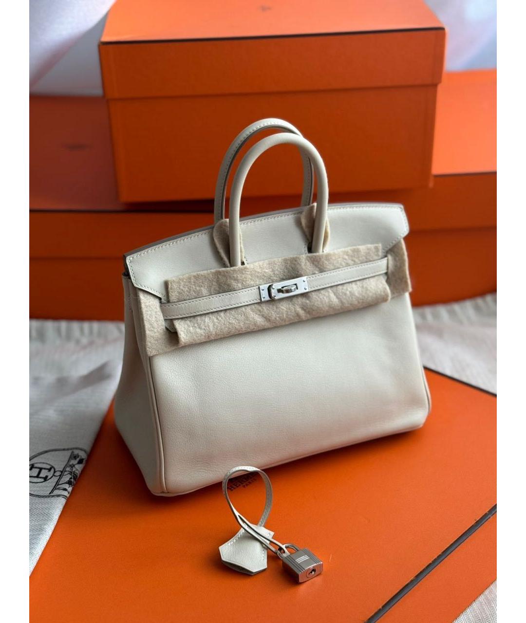 HERMES Серая кожаная сумка с короткими ручками, фото 9