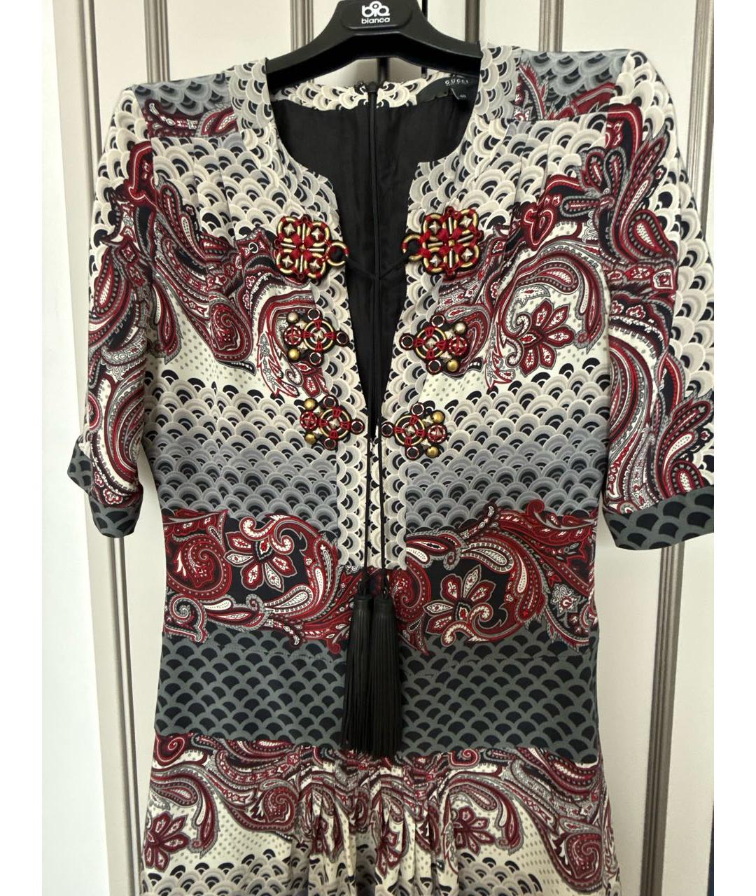 GUCCI Мульти шелковое коктейльное платье, фото 4