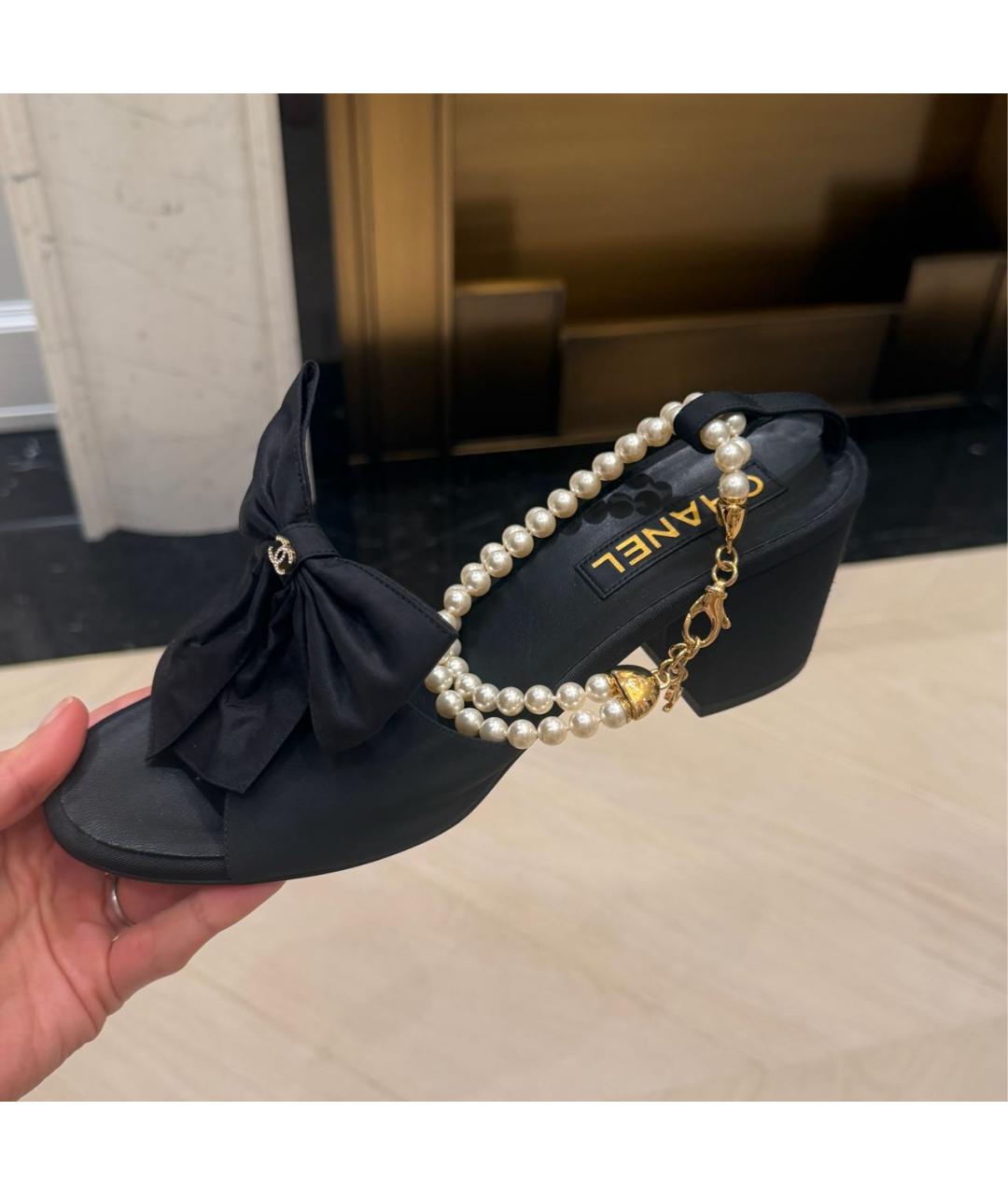 CHANEL Черные босоножки, фото 5