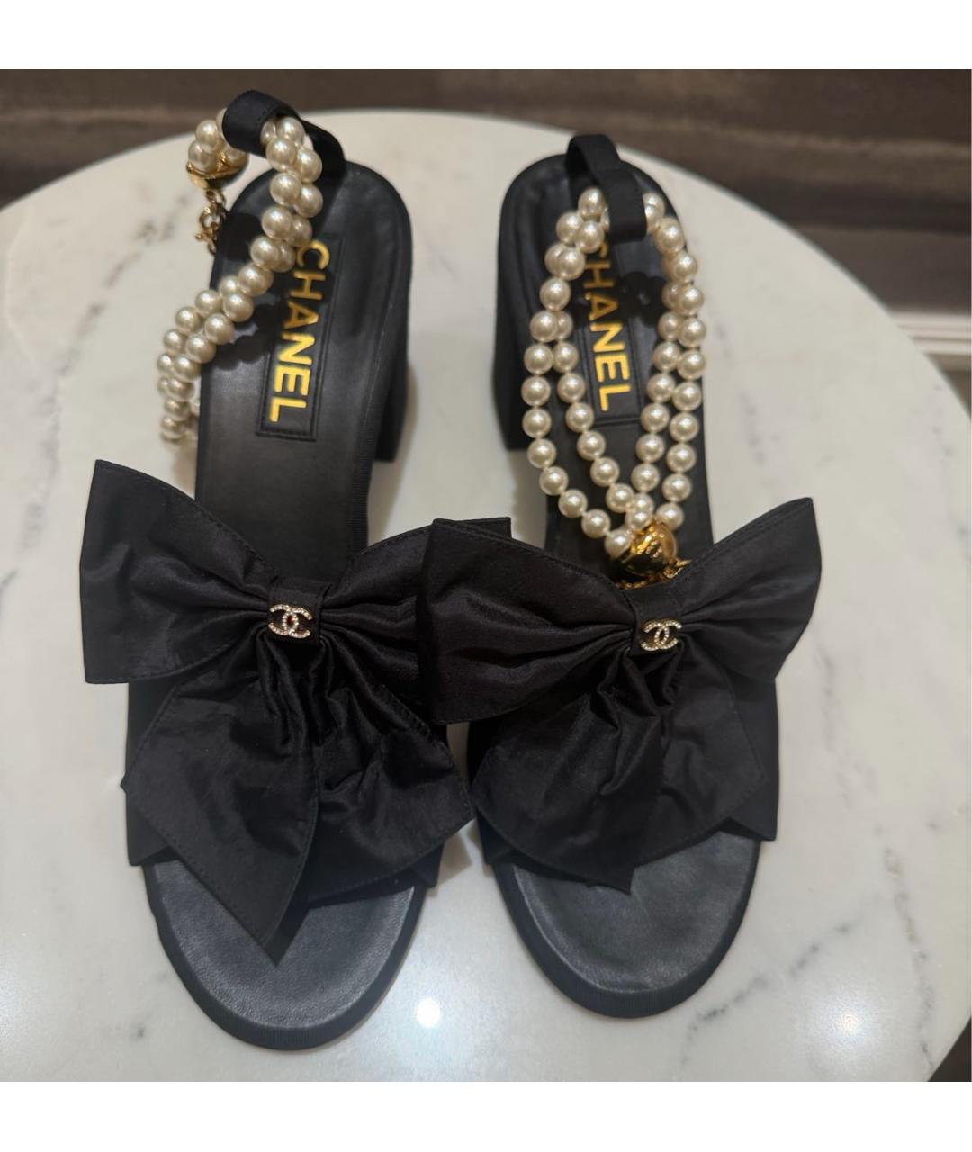 CHANEL Черные босоножки, фото 2