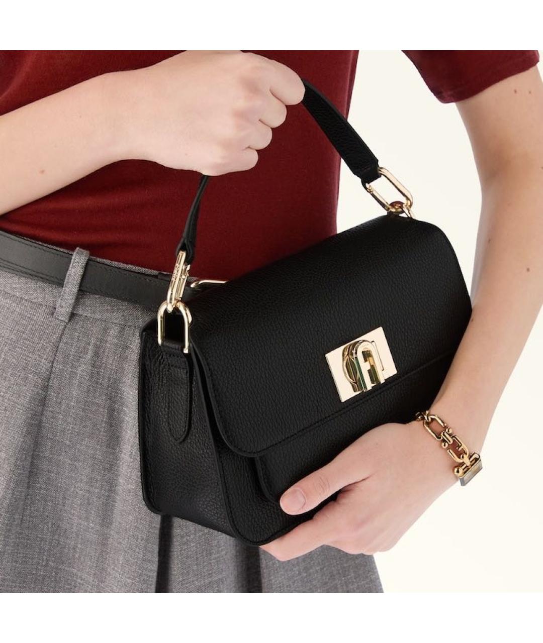 FURLA Черная кожаная сумка через плечо, фото 4