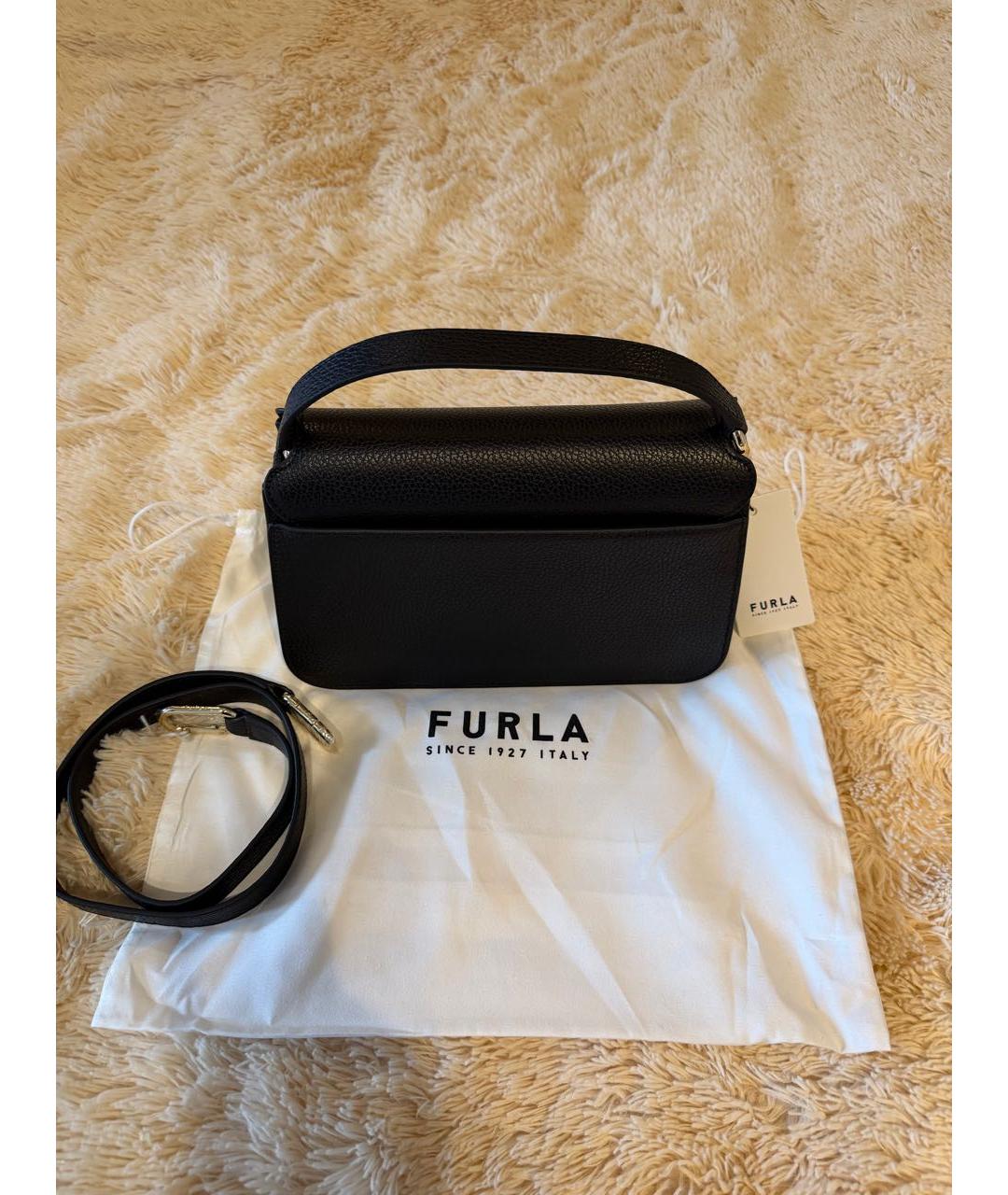 FURLA Черная кожаная сумка через плечо, фото 6