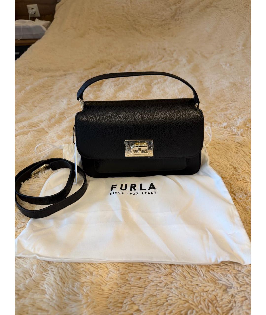 FURLA Черная кожаная сумка через плечо, фото 5