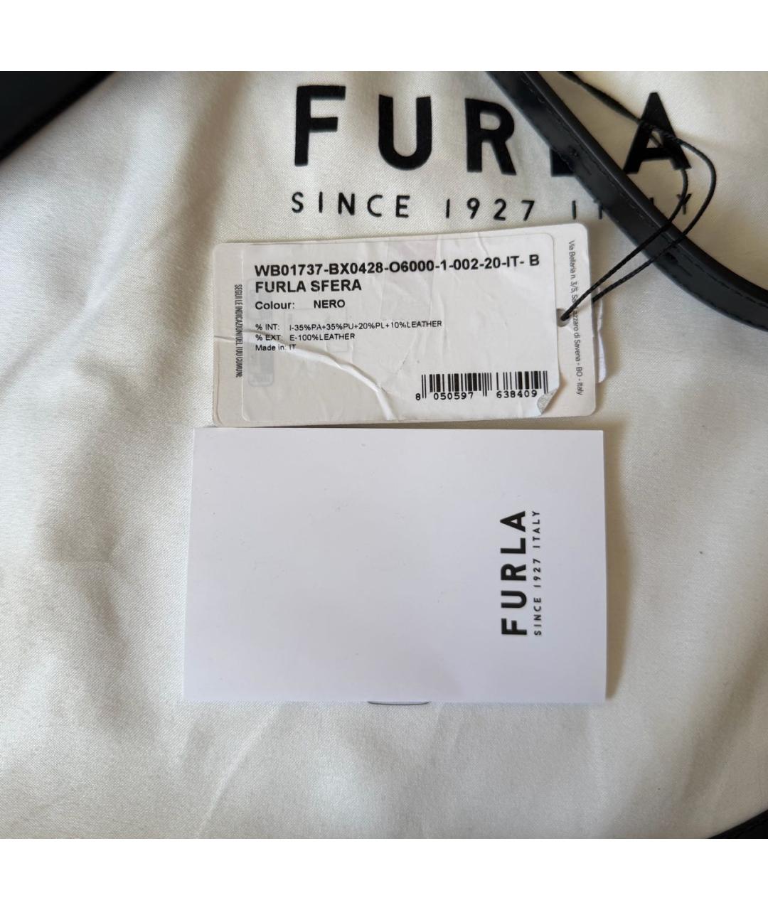 FURLA Черная кожаная сумка через плечо, фото 5