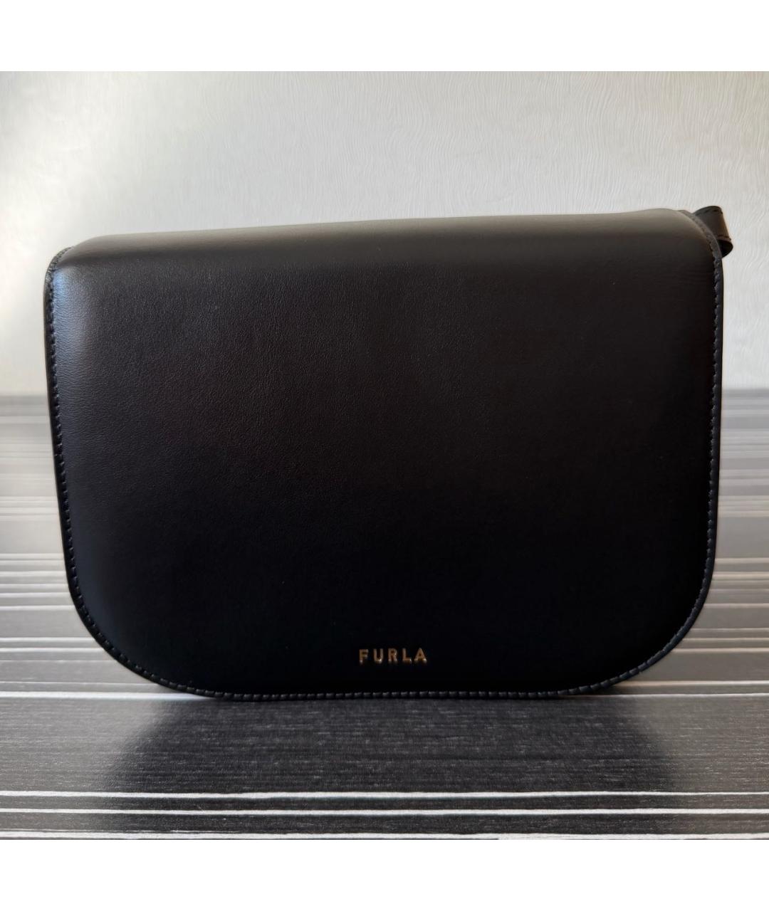 FURLA Черная кожаная сумка через плечо, фото 3