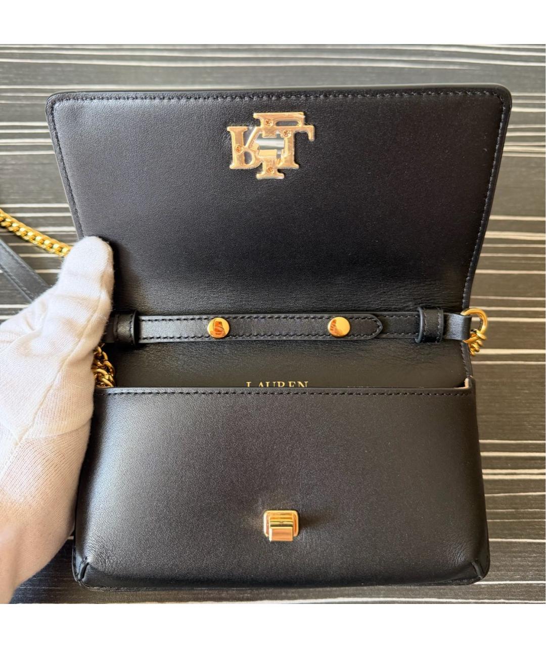 POLO RALPH LAUREN Черная кожаная сумка через плечо, фото 4