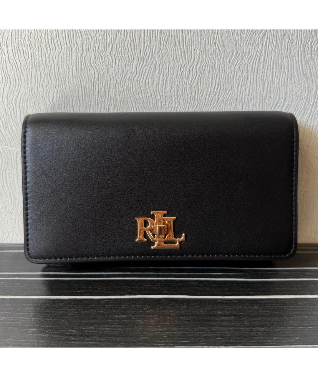 POLO RALPH LAUREN Черная кожаная сумка через плечо, фото 8
