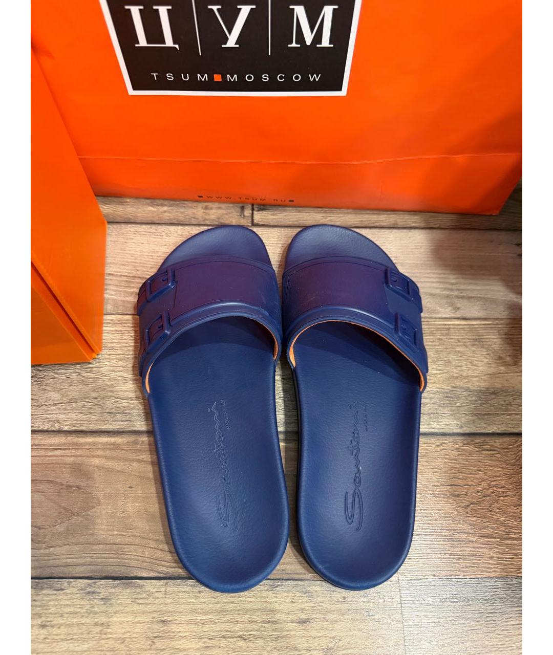 SANTONI Синие резиновые шлепанцы, фото 6