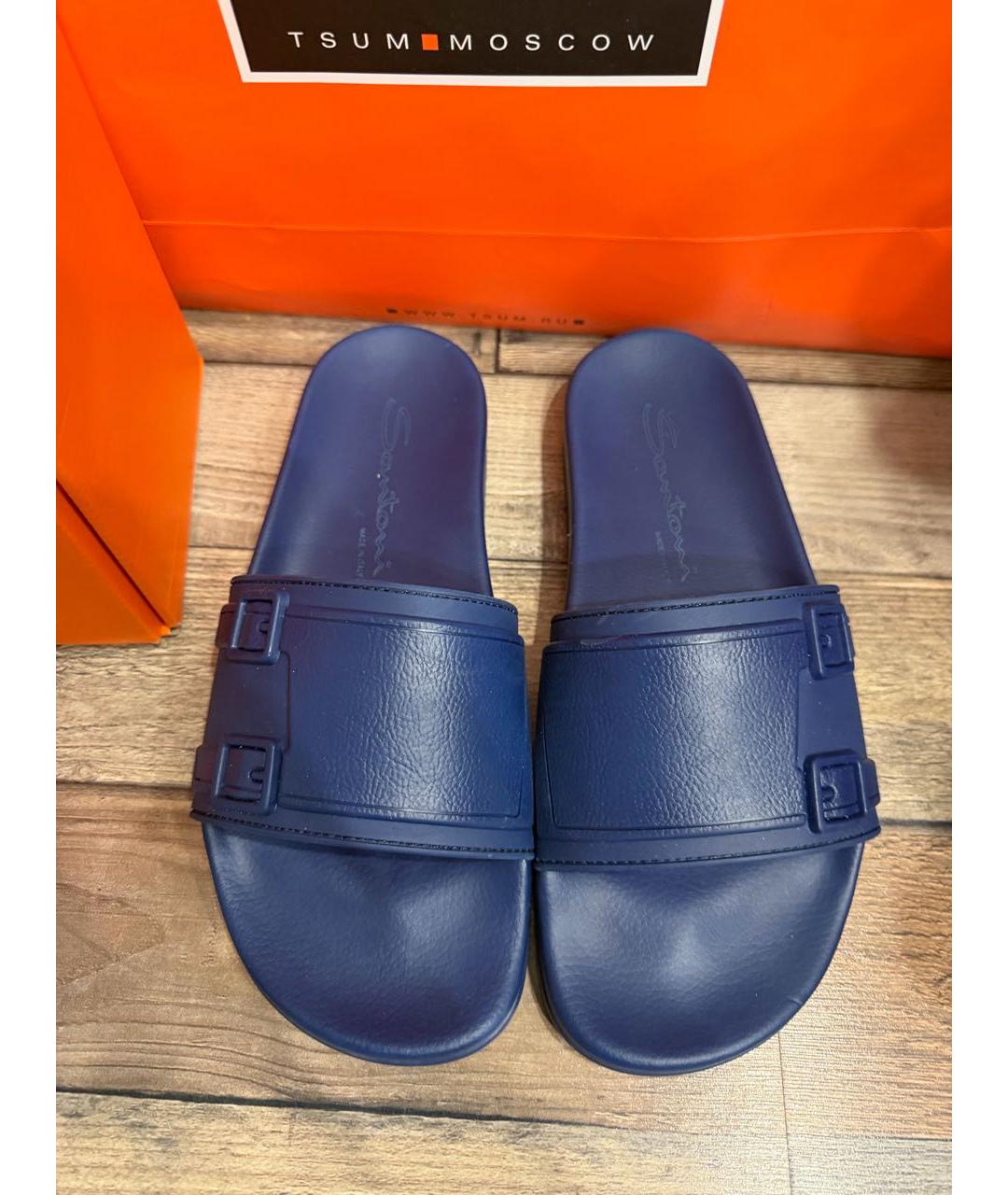 SANTONI Синие резиновые шлепанцы, фото 4