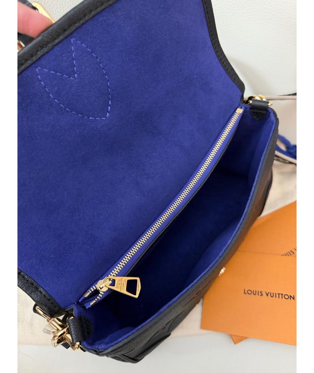 LOUIS VUITTON Черная кожаная сумка через плечо, фото 4