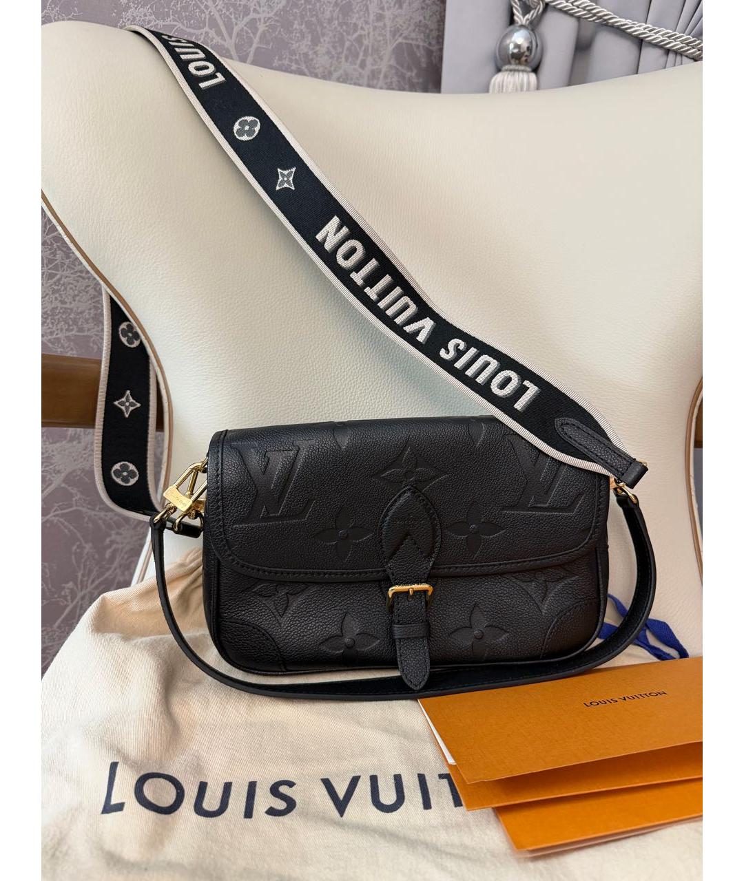 LOUIS VUITTON Черная кожаная сумка через плечо, фото 6