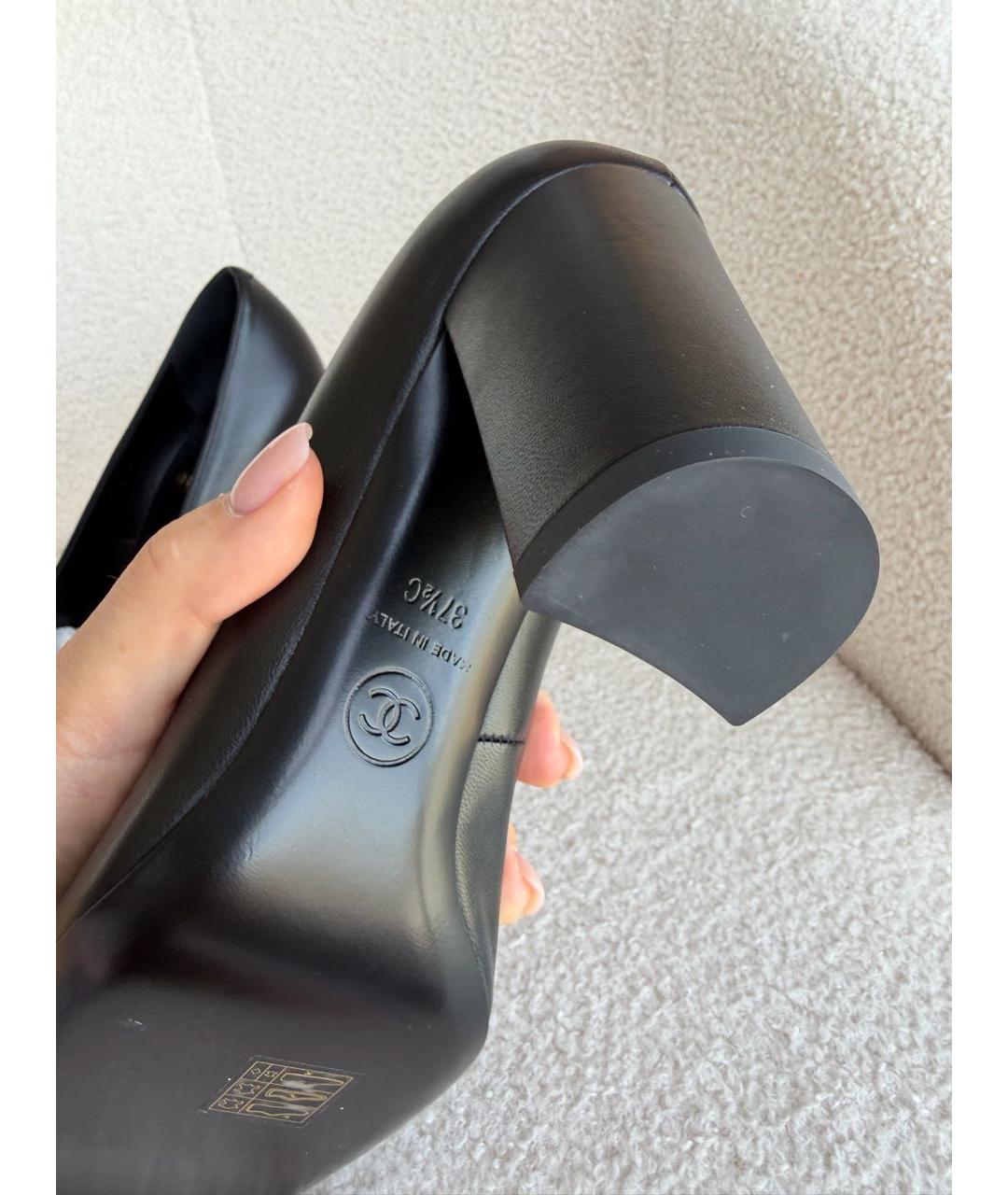 CHANEL Черные кожаные туфли, фото 4
