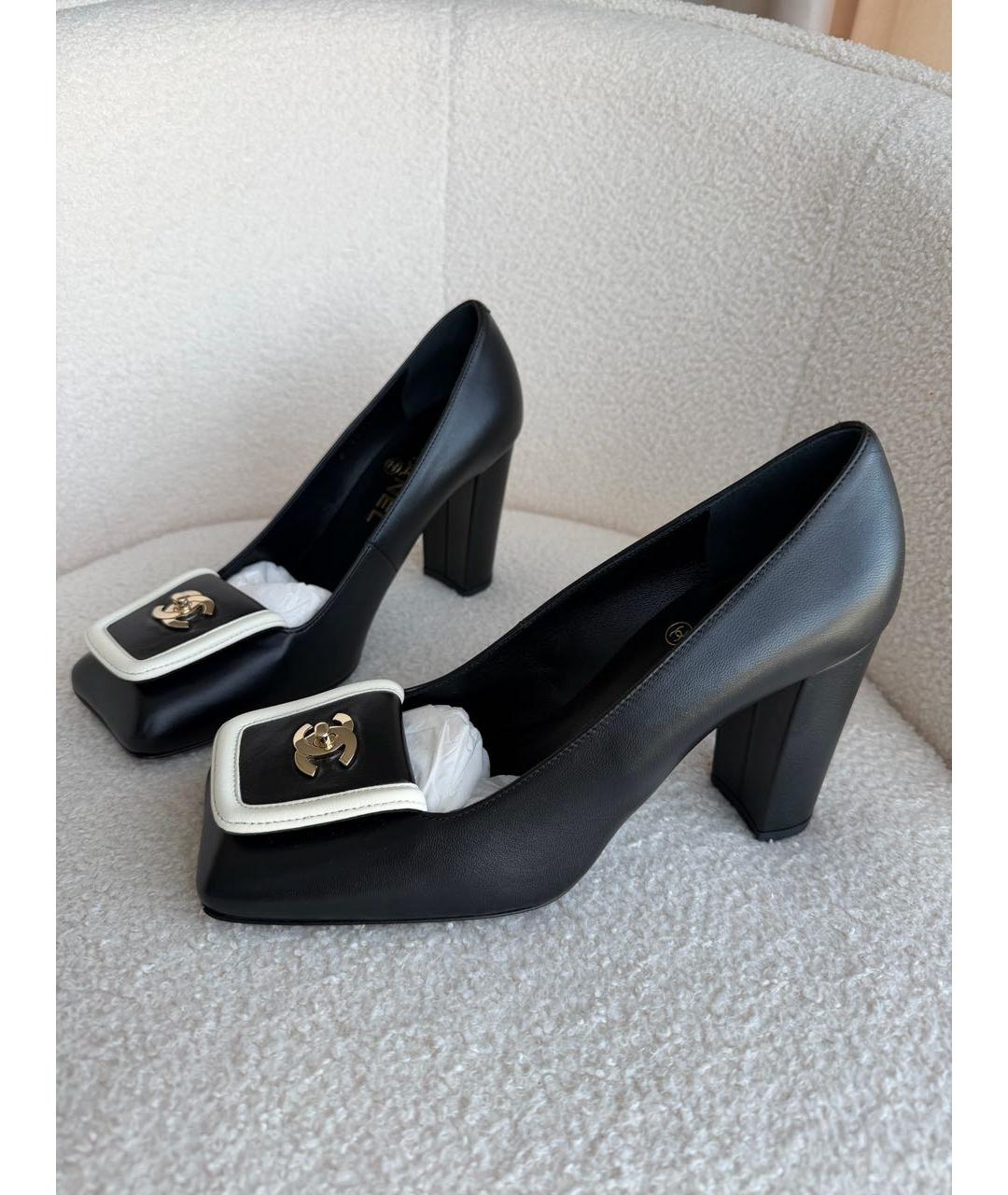 CHANEL Черные кожаные туфли, фото 3