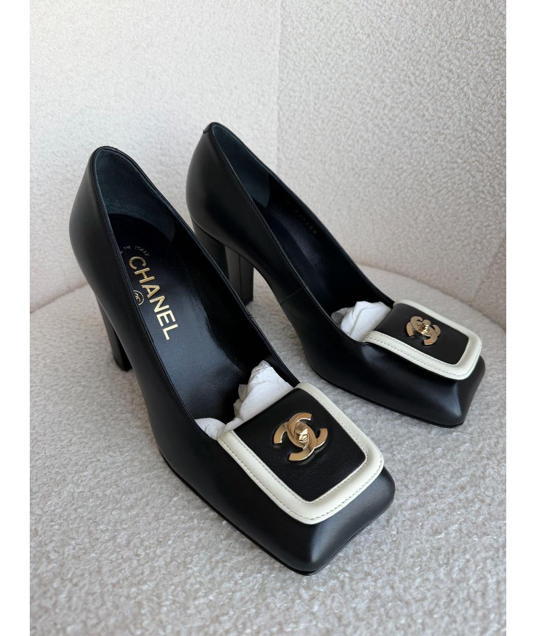 CHANEL Черные кожаные туфли, фото 5