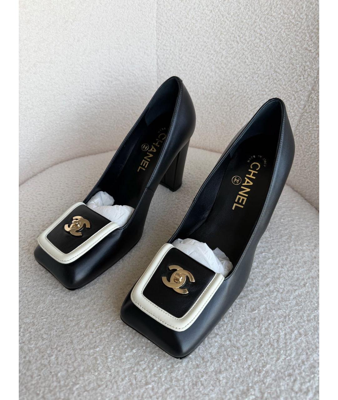 CHANEL Черные кожаные туфли, фото 2