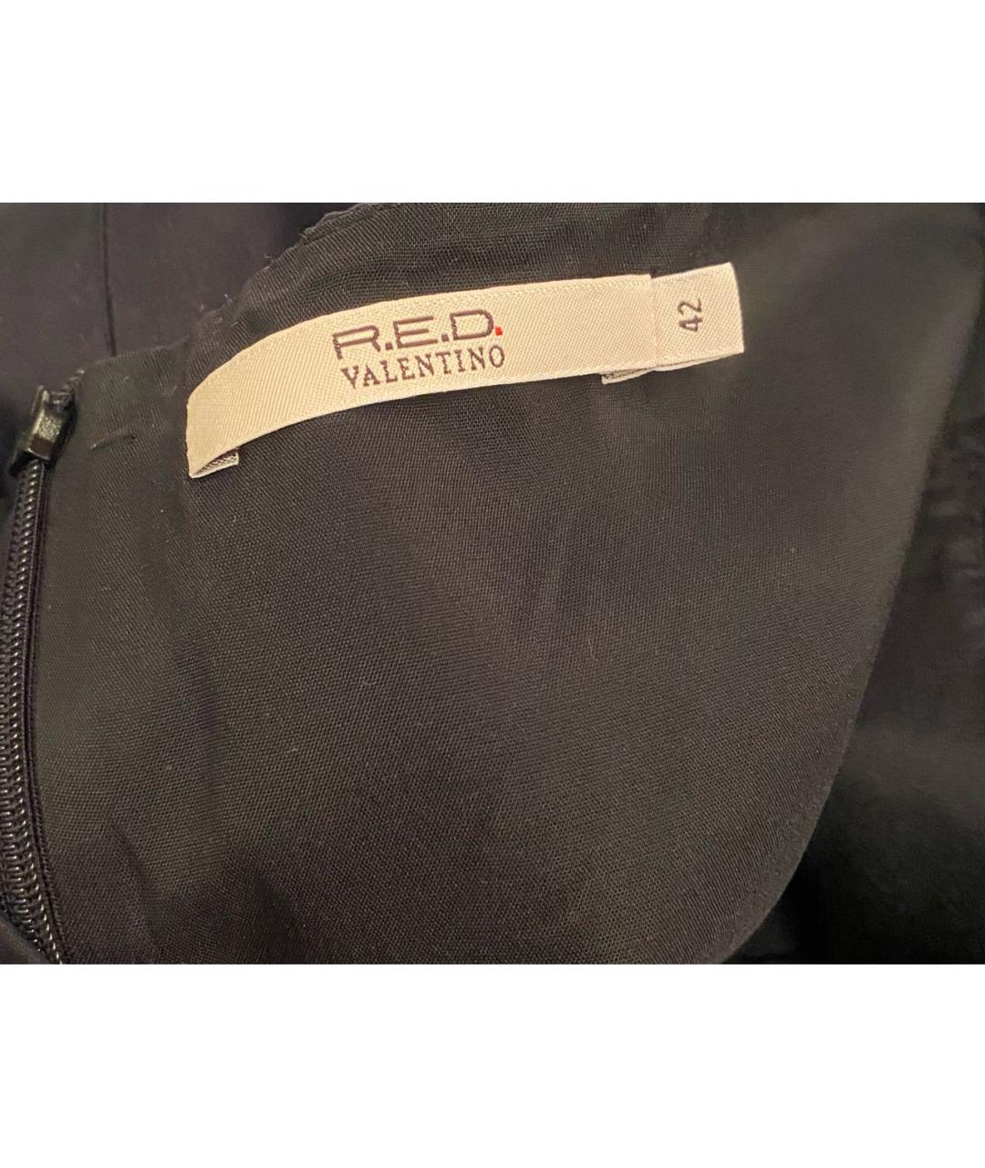 RED VALENTINO Черное хлопко-эластановое коктейльное платье, фото 3