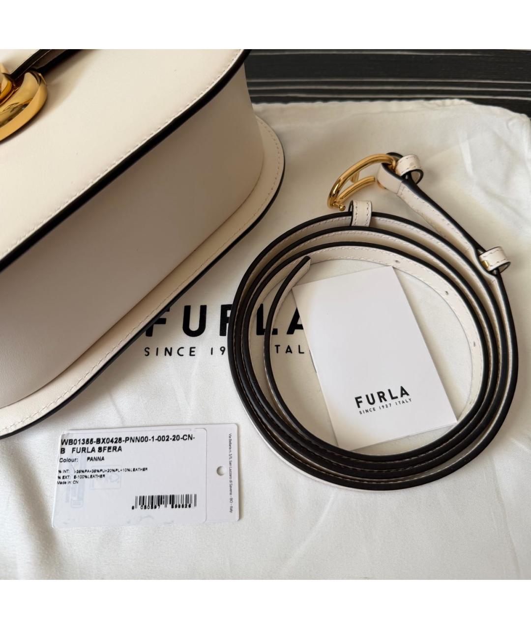 FURLA Бежевая кожаная сумка через плечо, фото 5