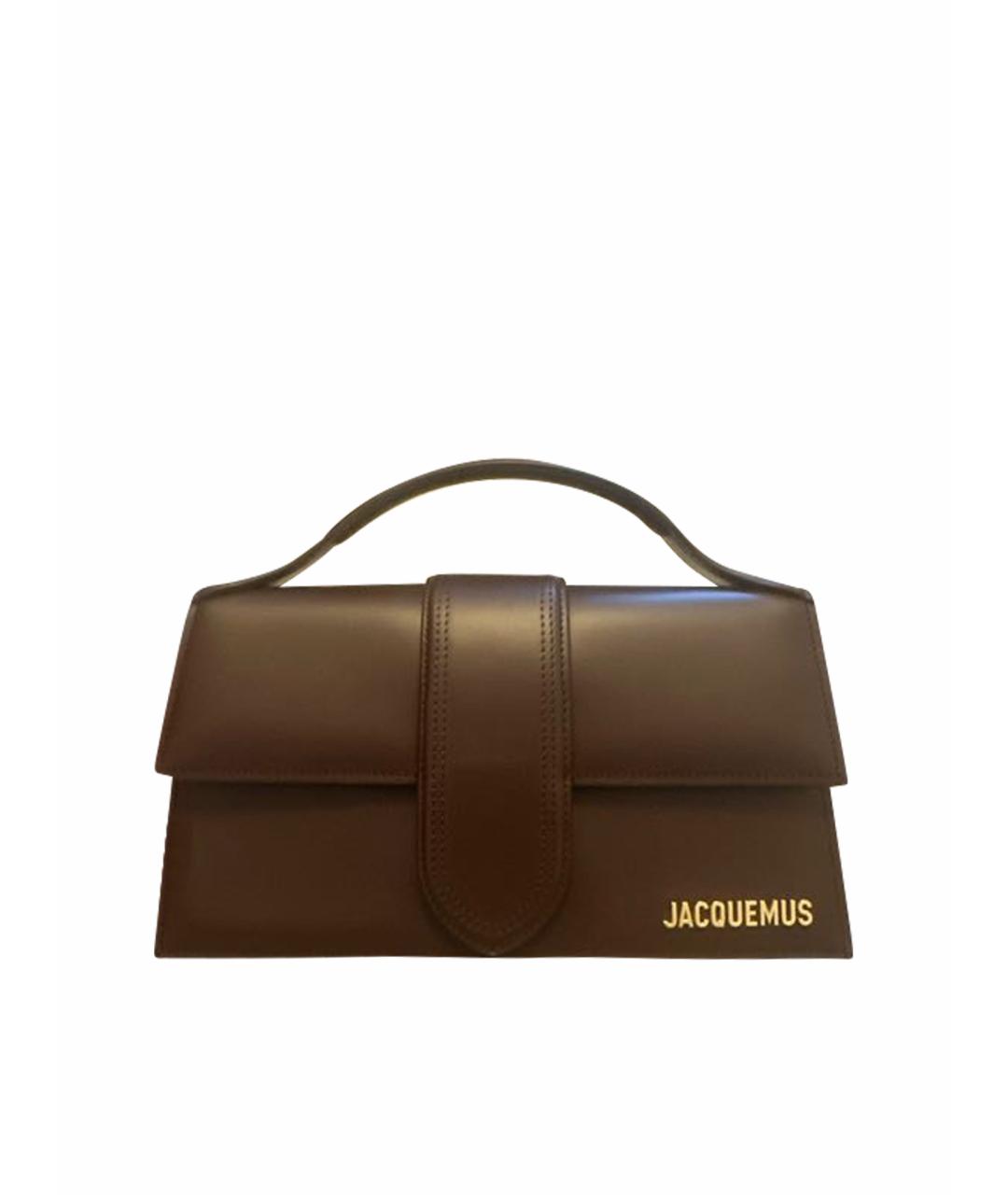 JACQUEMUS Коричневая кожаная сумка с короткими ручками, фото 6