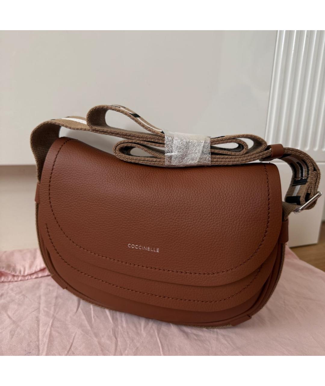 COCCINELLE Коричневая кожаная сумка через плечо, фото 2