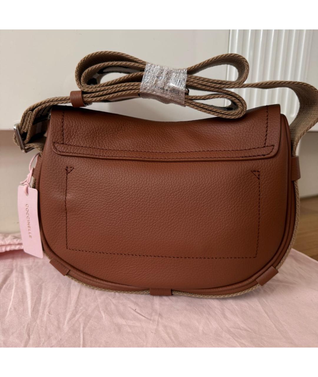 COCCINELLE Коричневая кожаная сумка через плечо, фото 3