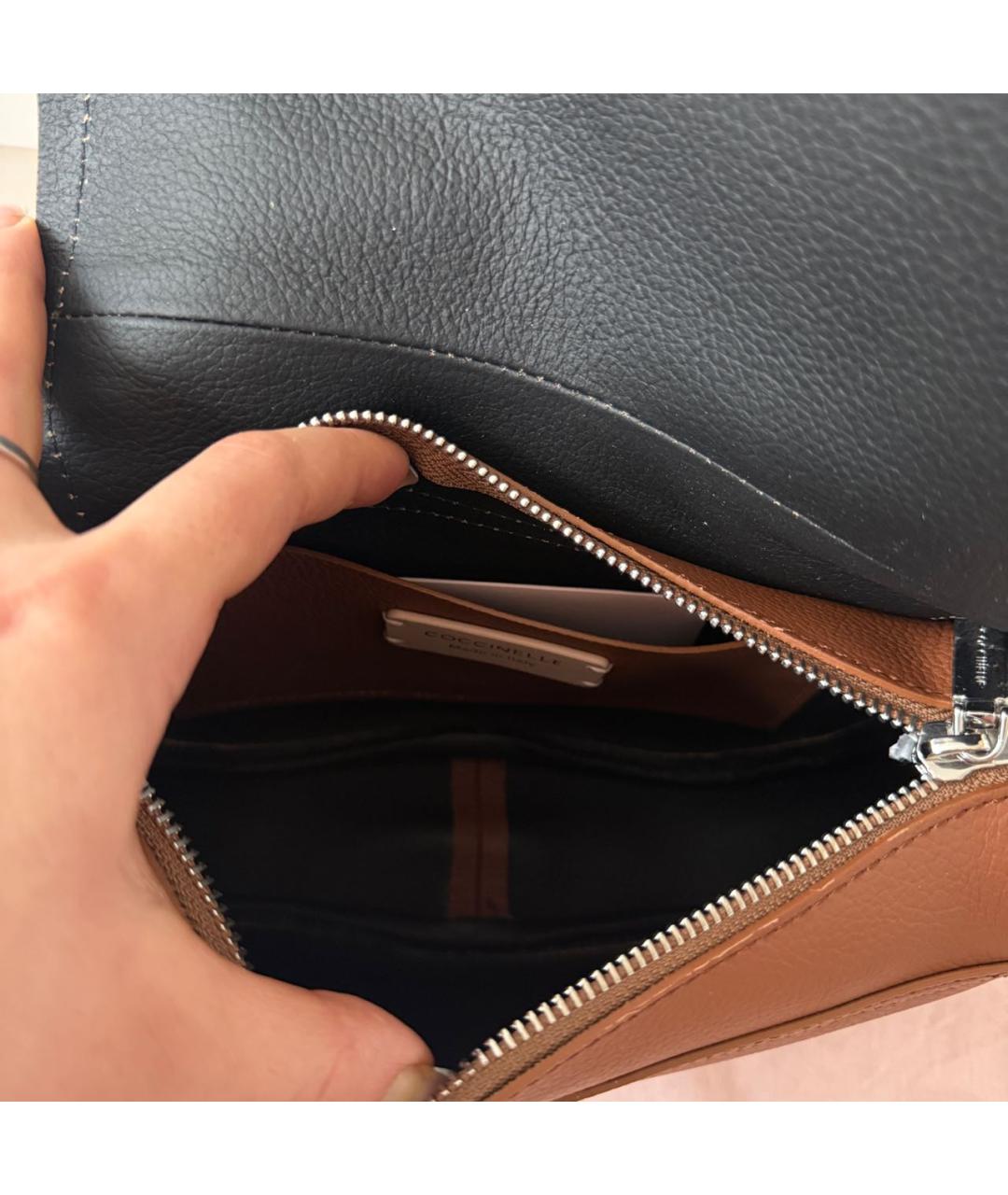 COCCINELLE Коричневая кожаная сумка через плечо, фото 4