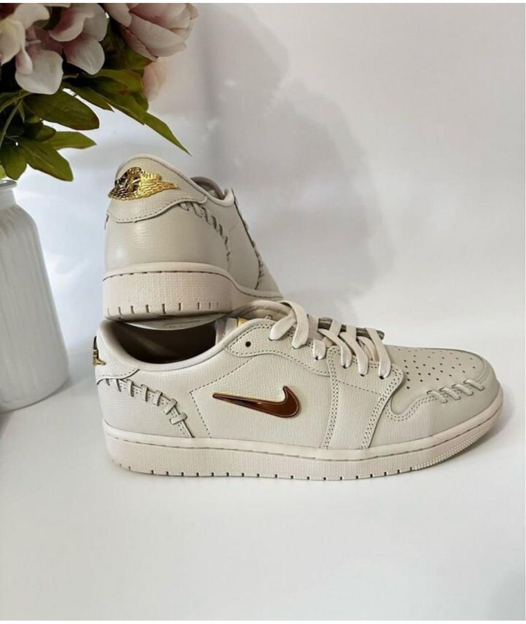 NIKE Бежевые кожаные кроссовки, фото 2