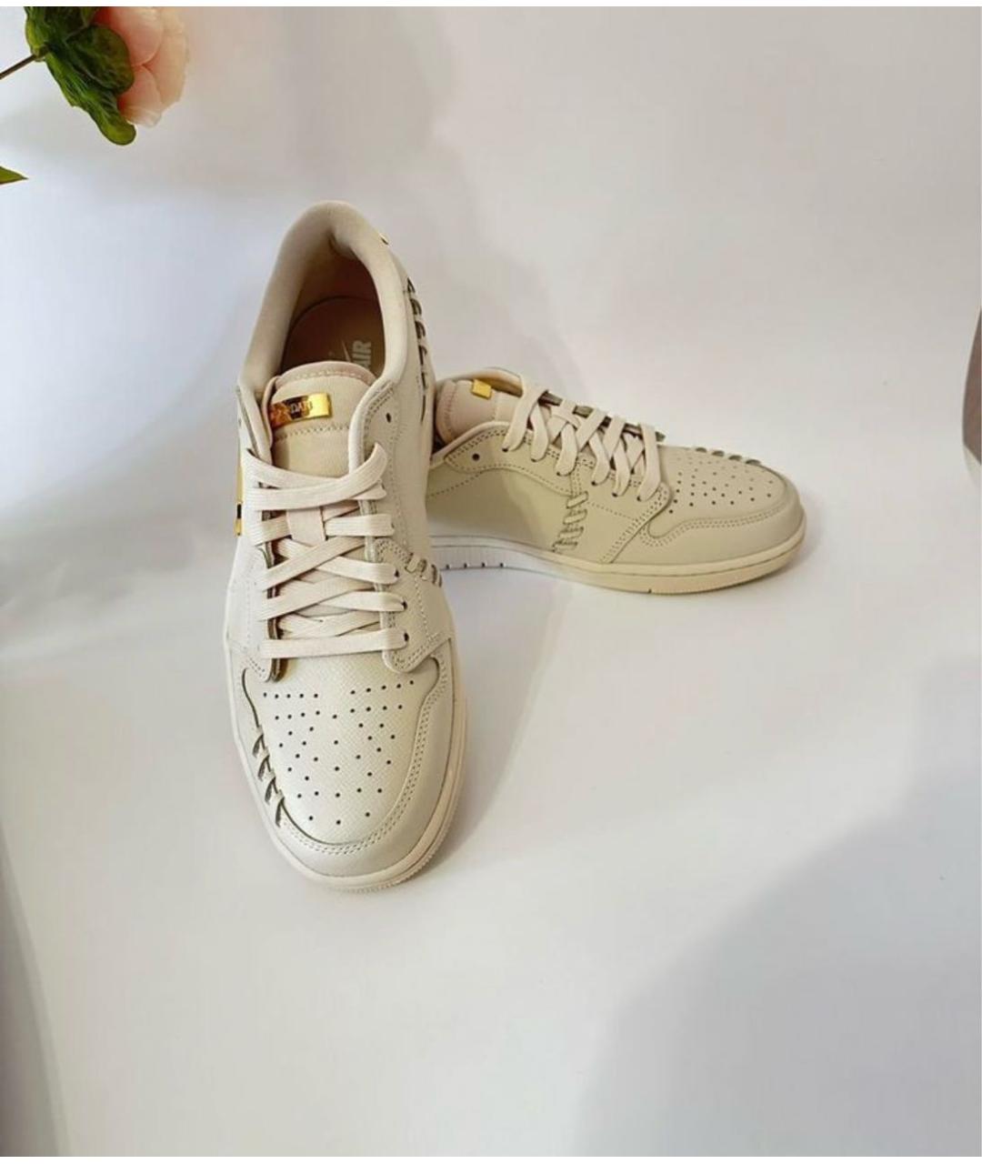 NIKE Бежевые кожаные кроссовки, фото 6