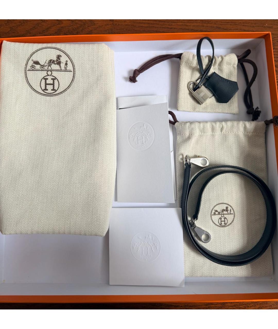 HERMES Серая кожаная сумка с короткими ручками, фото 4