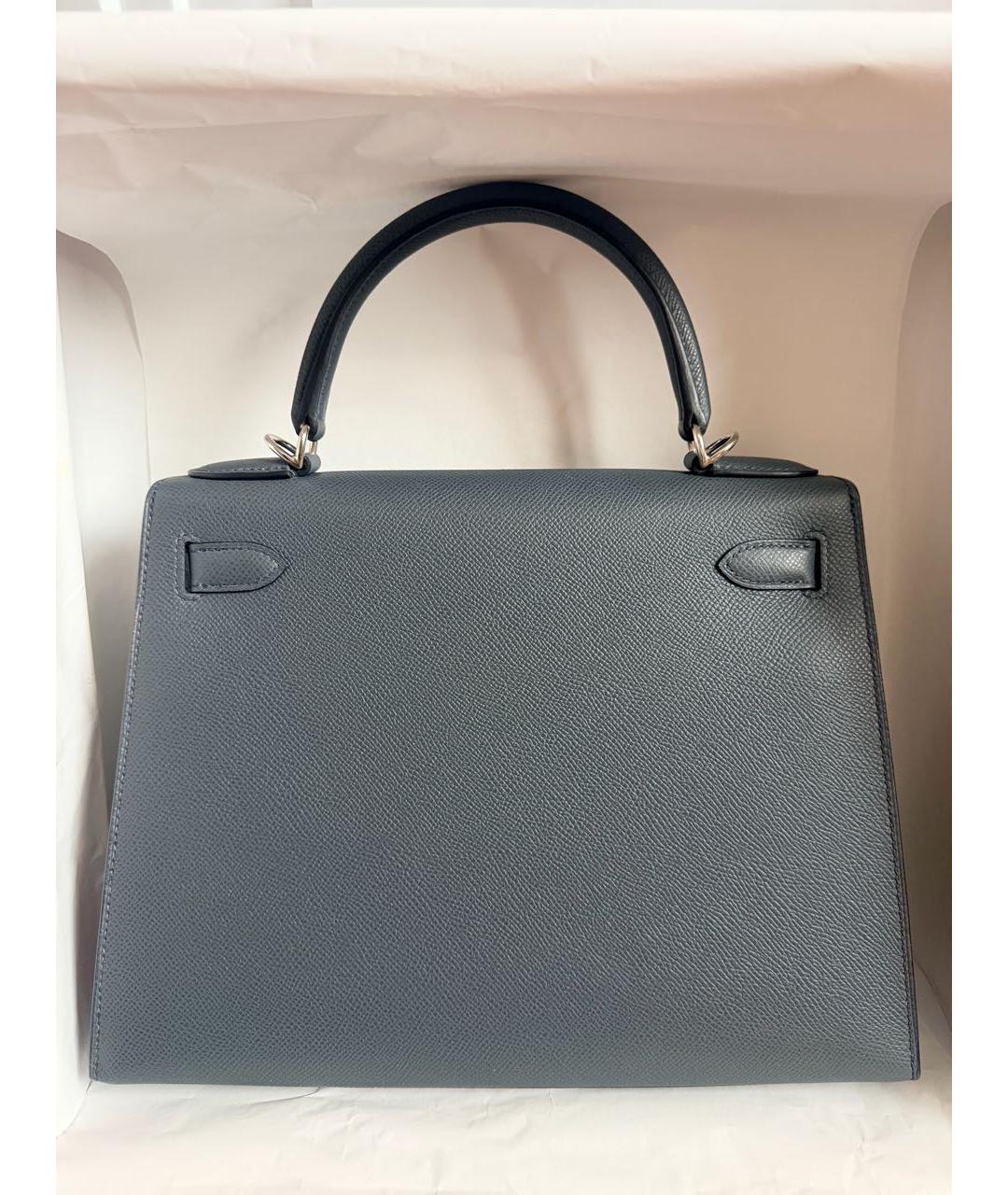 HERMES Серая кожаная сумка с короткими ручками, фото 2