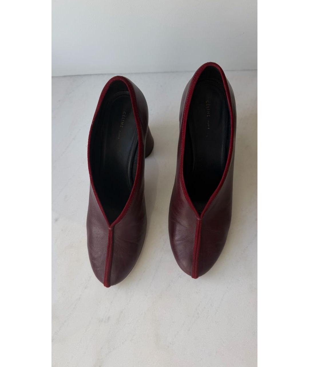 CELINE Бордовые кожаные туфли, фото 2