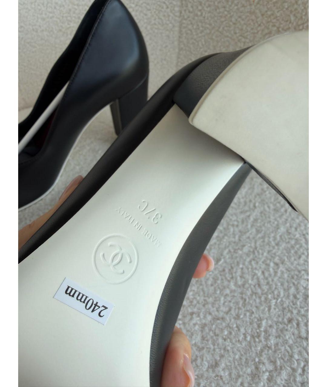 CHANEL Черные кожаные туфли, фото 4