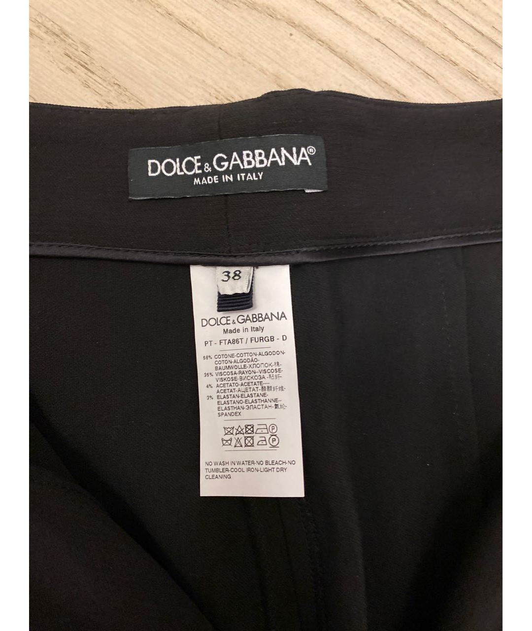 DOLCE&GABBANA Черные хлопковые прямые брюки, фото 3