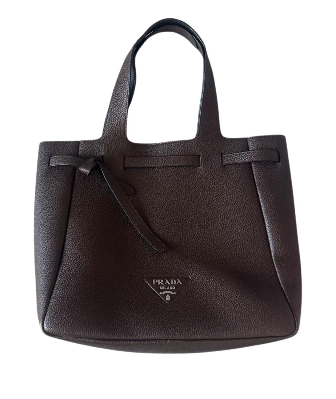 PRADA Бордовая кожаная сумка тоут, фото 1