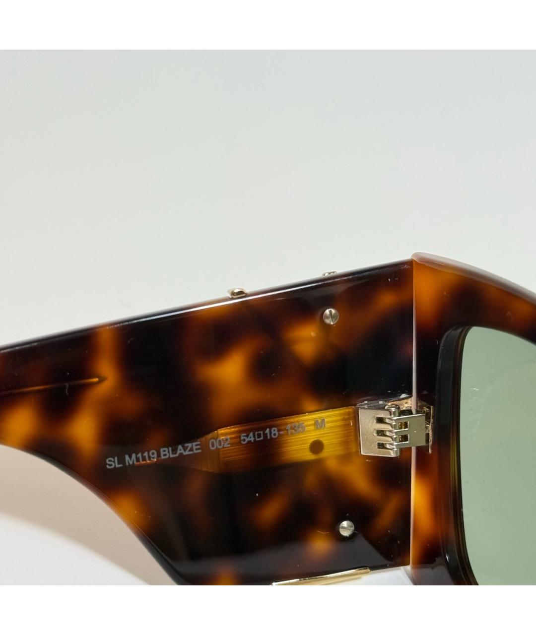 SAINT LAURENT Коричневые пластиковые солнцезащитные очки, фото 4