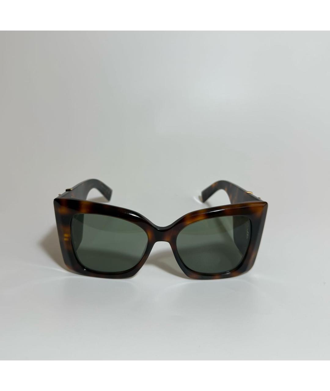 SAINT LAURENT Коричневые пластиковые солнцезащитные очки, фото 6