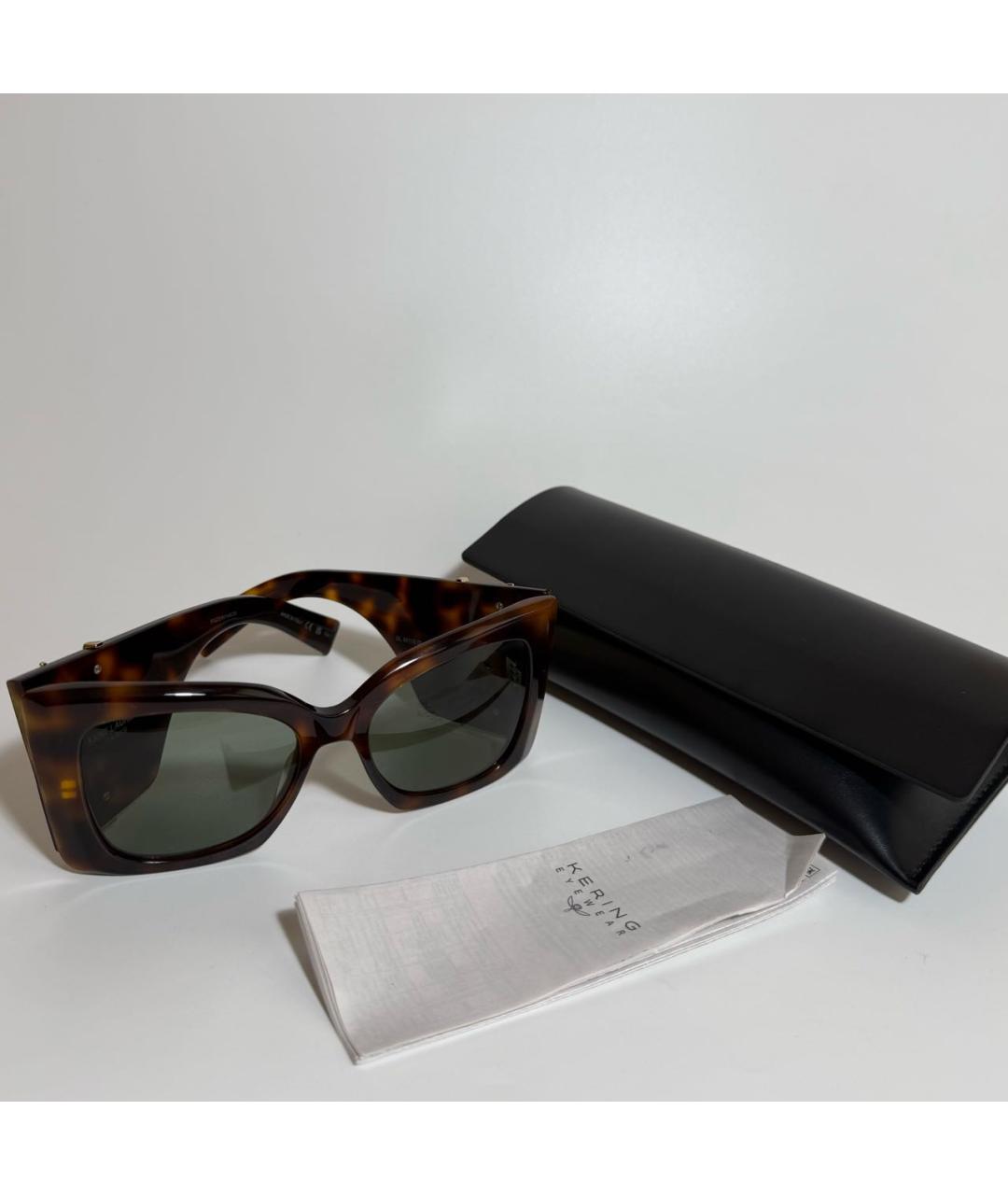 SAINT LAURENT Коричневые пластиковые солнцезащитные очки, фото 5