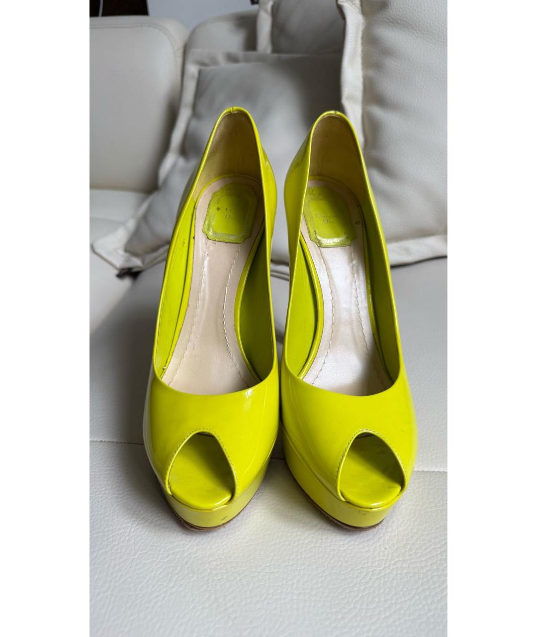 CHRISTIAN DIOR Желтые кожаные туфли, фото 2