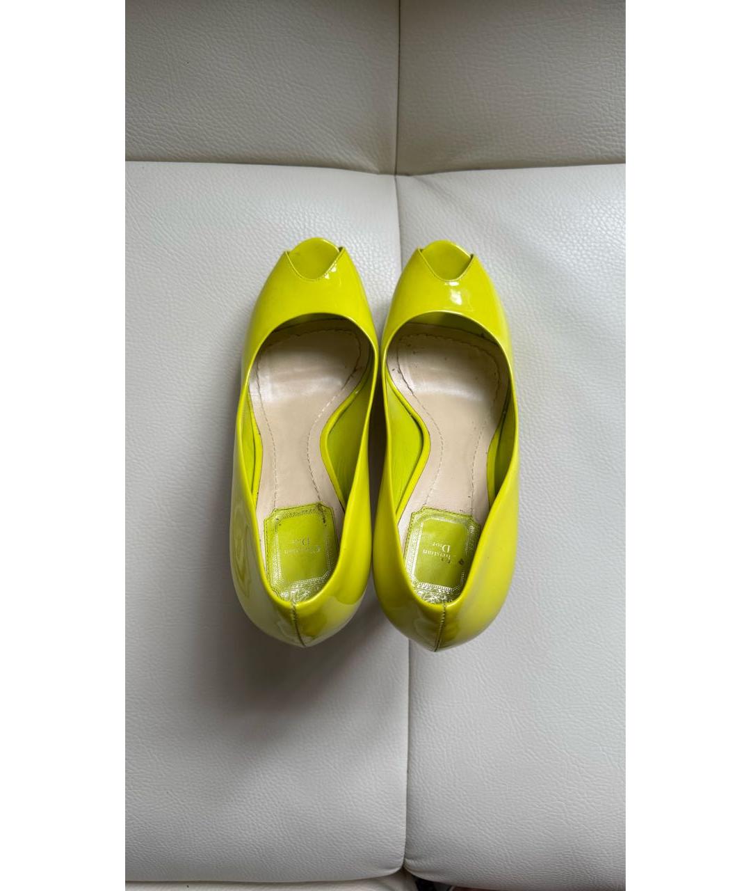 CHRISTIAN DIOR Желтые кожаные туфли, фото 3