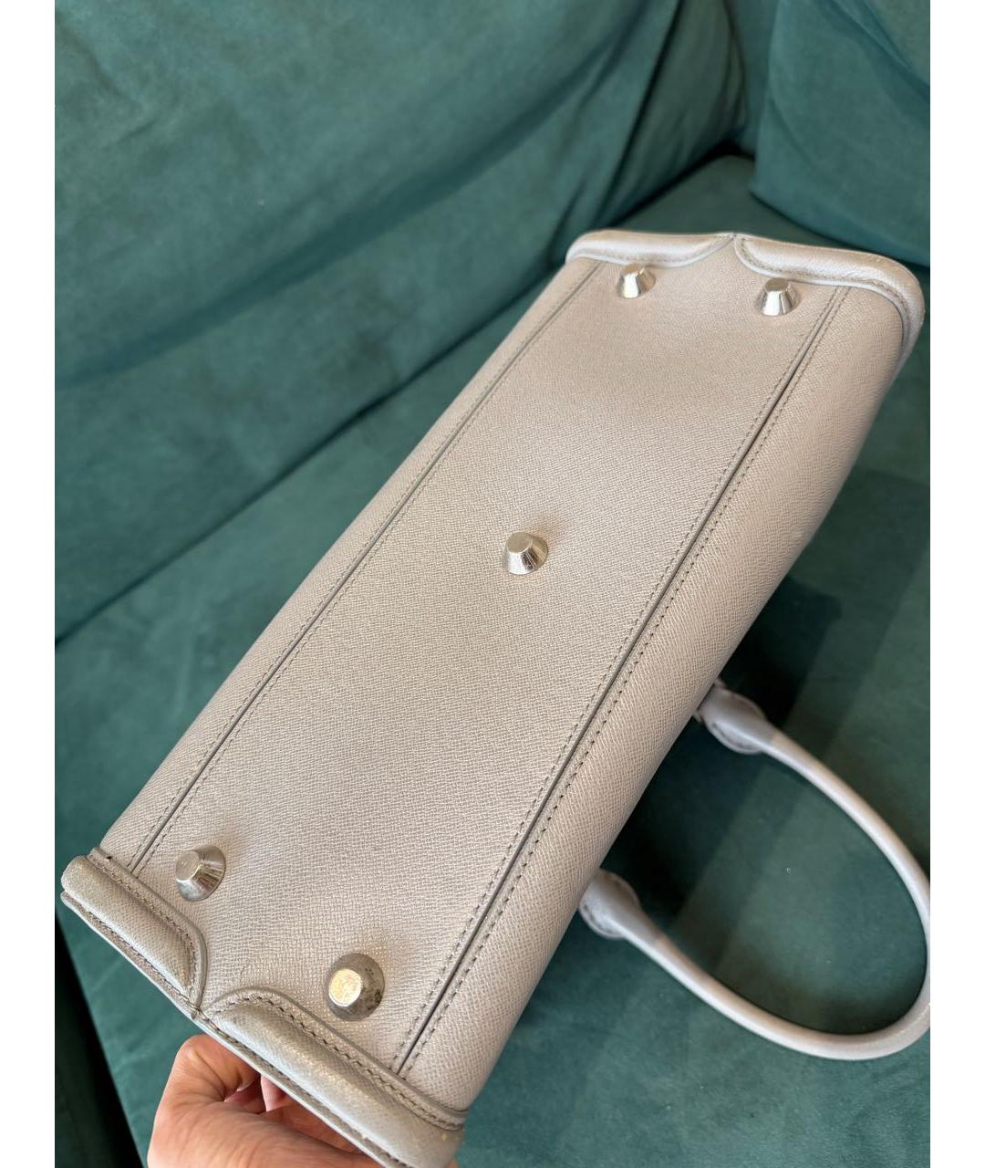 ALEXANDER MCQUEEN Серая кожаная сумка с короткими ручками, фото 5