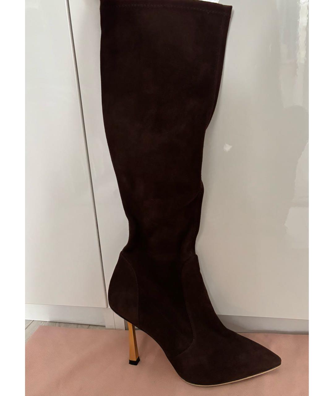 STUART WEITZMAN Коричневые замшевые ботфорты, фото 5