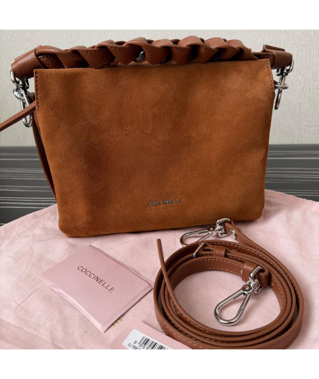 COCCINELLE Коричневая кожаная сумка через плечо, фото 6