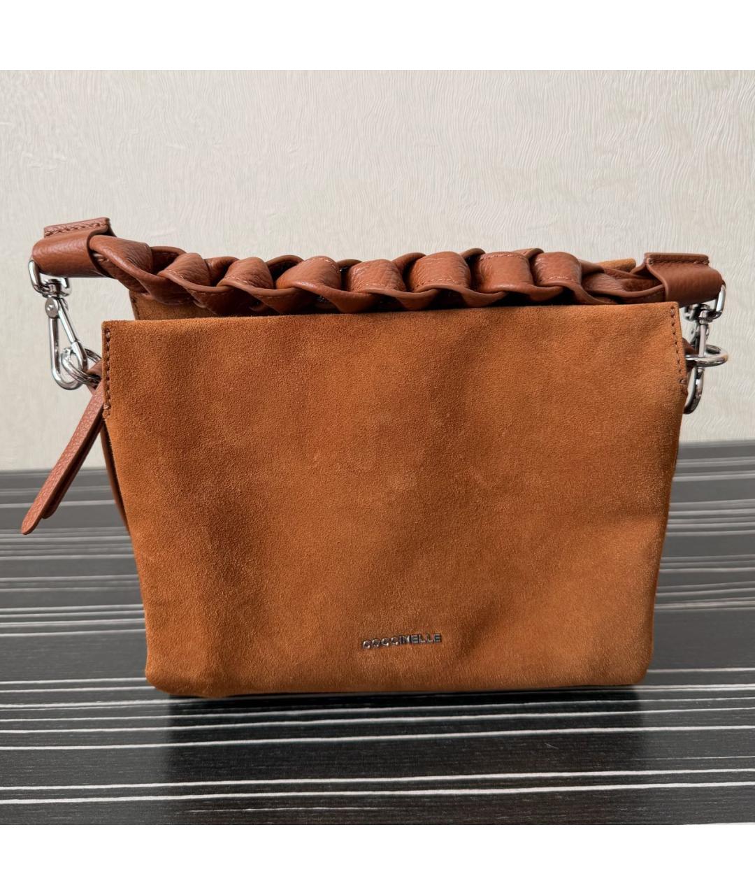 COCCINELLE Коричневая кожаная сумка через плечо, фото 8