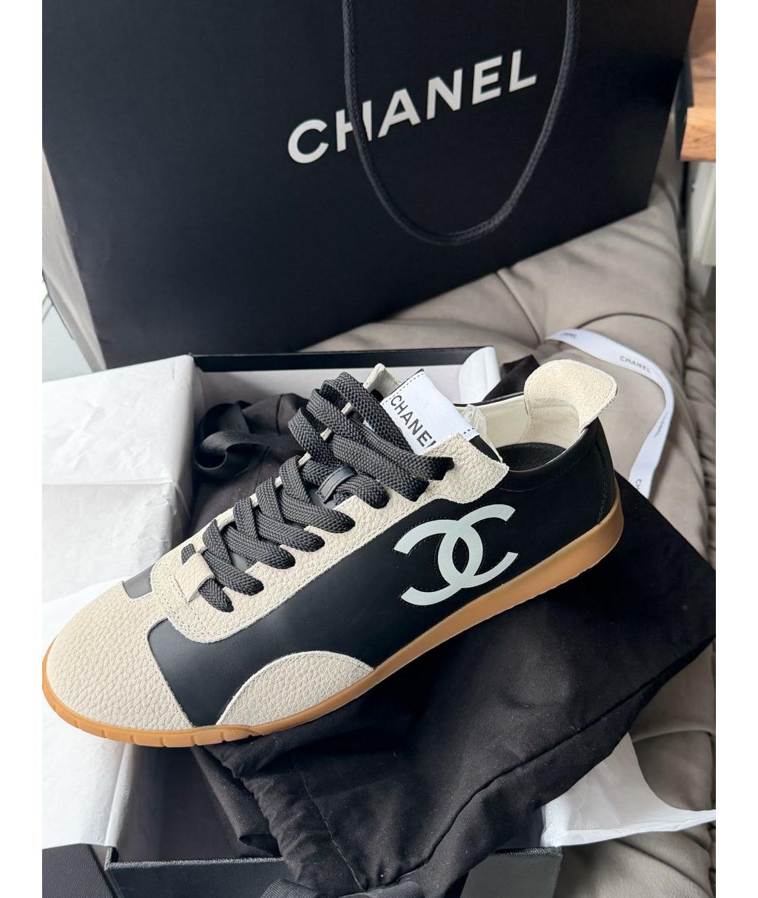 CHANEL Черные кожаные кеды, фото 2