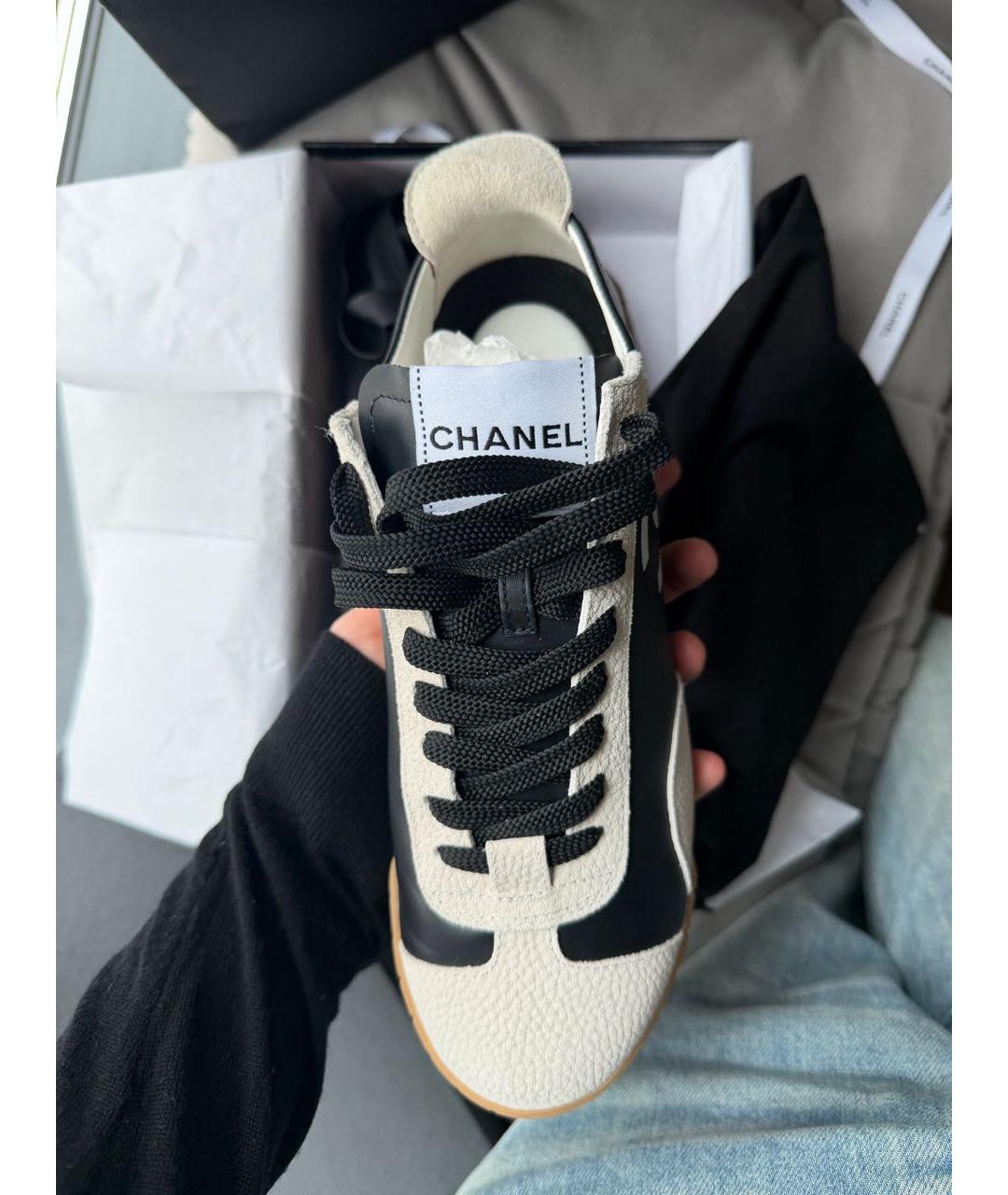 CHANEL Черные кожаные кеды, фото 3