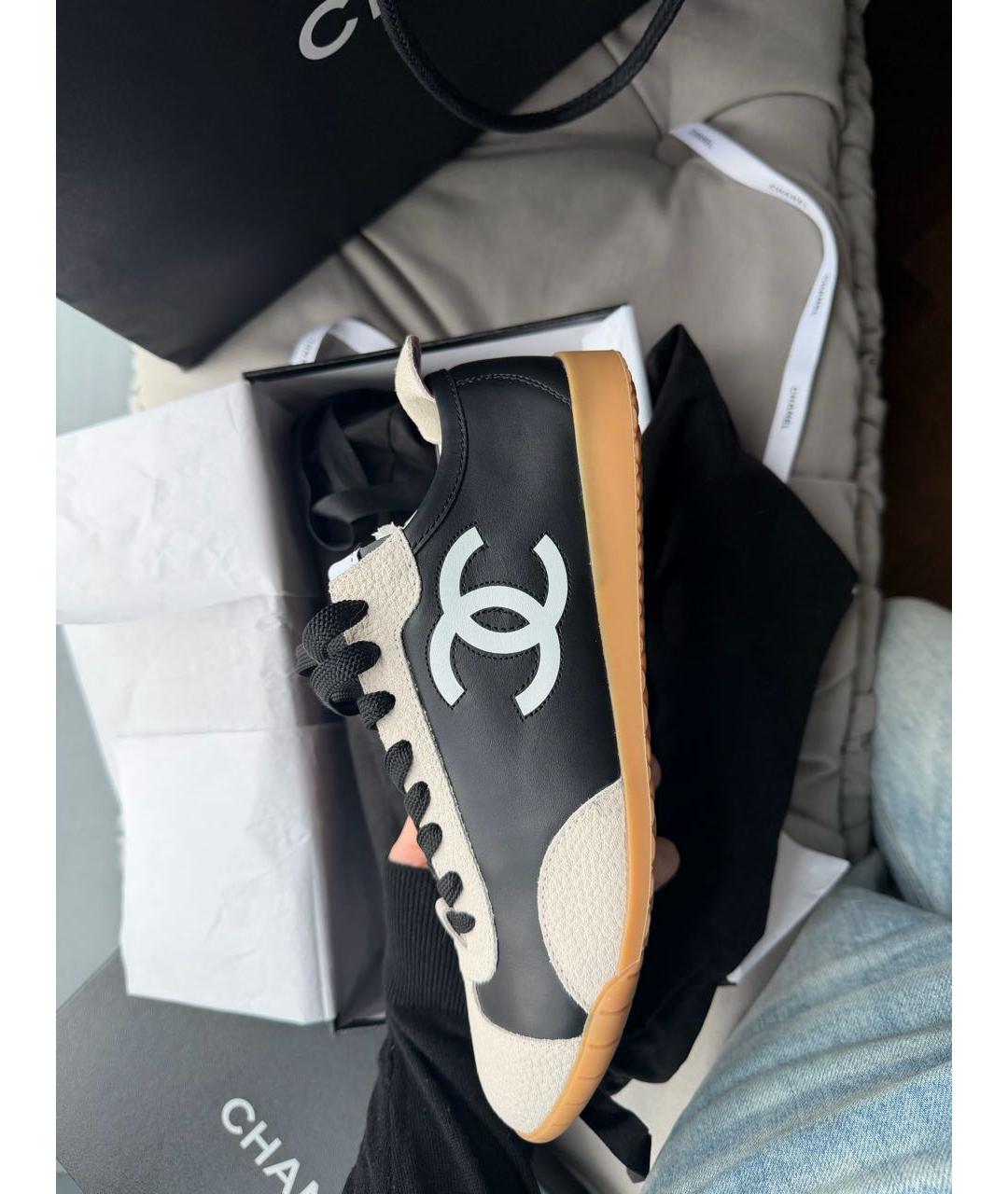 CHANEL Черные кожаные кеды, фото 4