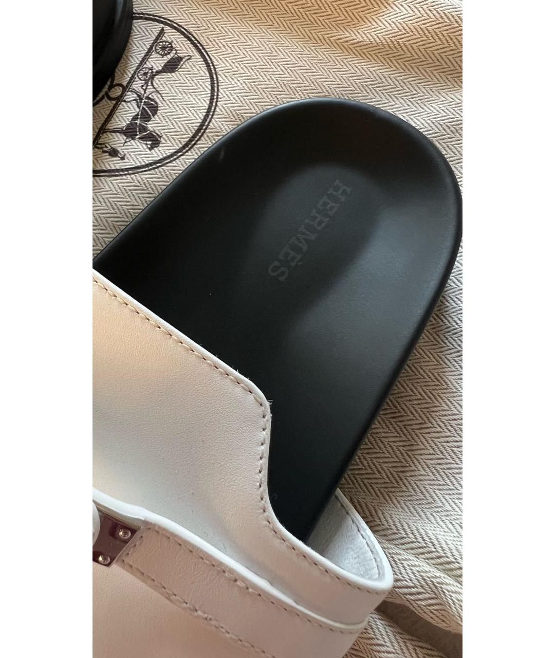 HERMES Белые кожаные сандалии, фото 3