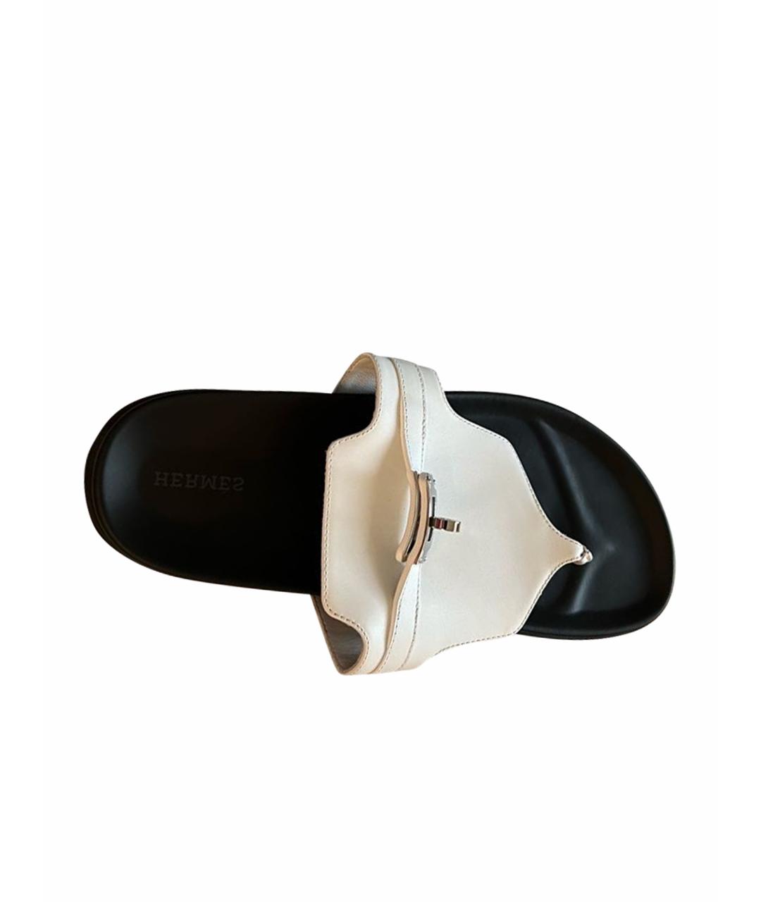 HERMES Белые кожаные сандалии, фото 1